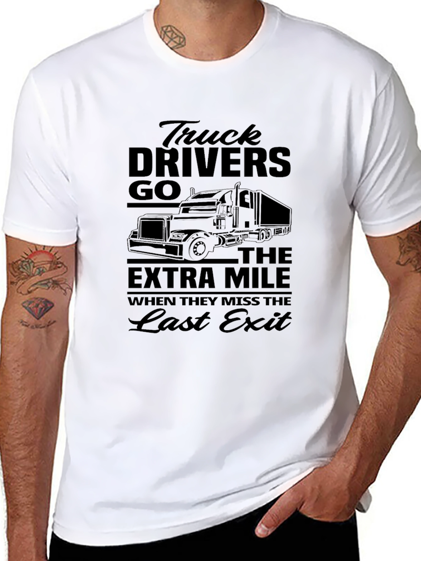 Trucker T-Shirt: Extra Mile Last Exit Design