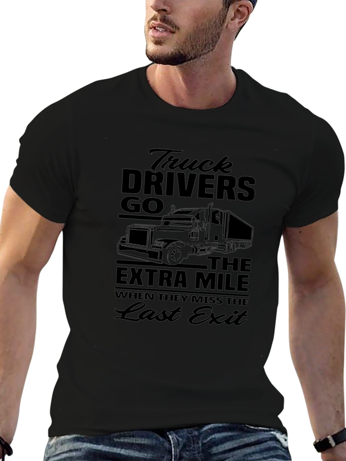 Trucker T-Shirt: Extra Mile Last Exit Design