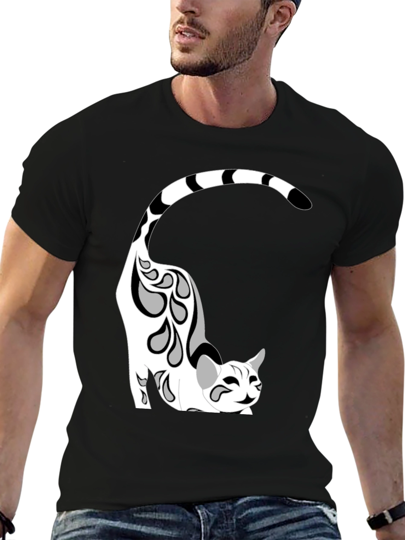 Cool Cat Graphic Tee - Black Cotton Blend