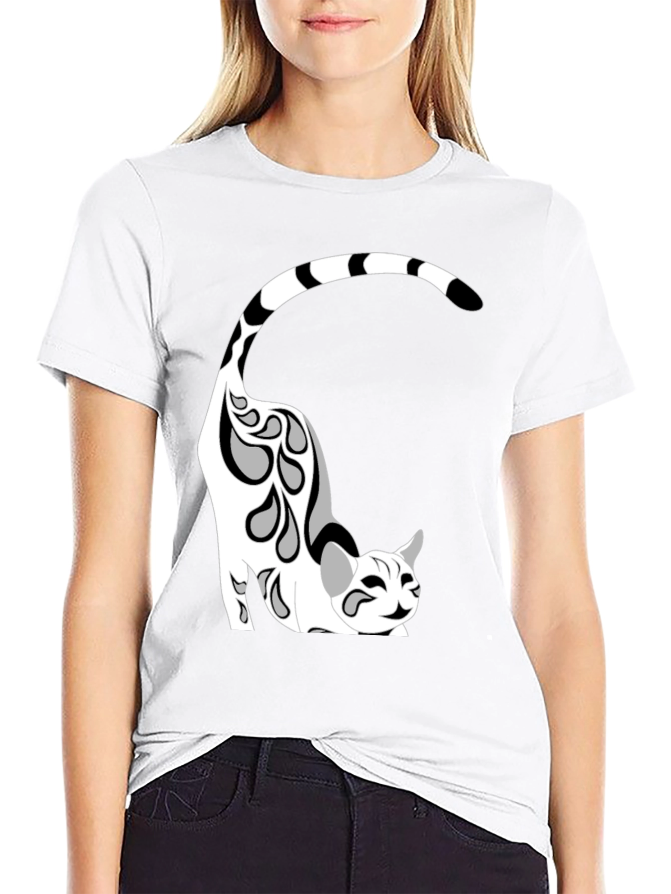 Cool Cat Graphic Tee - Black Cotton Blend