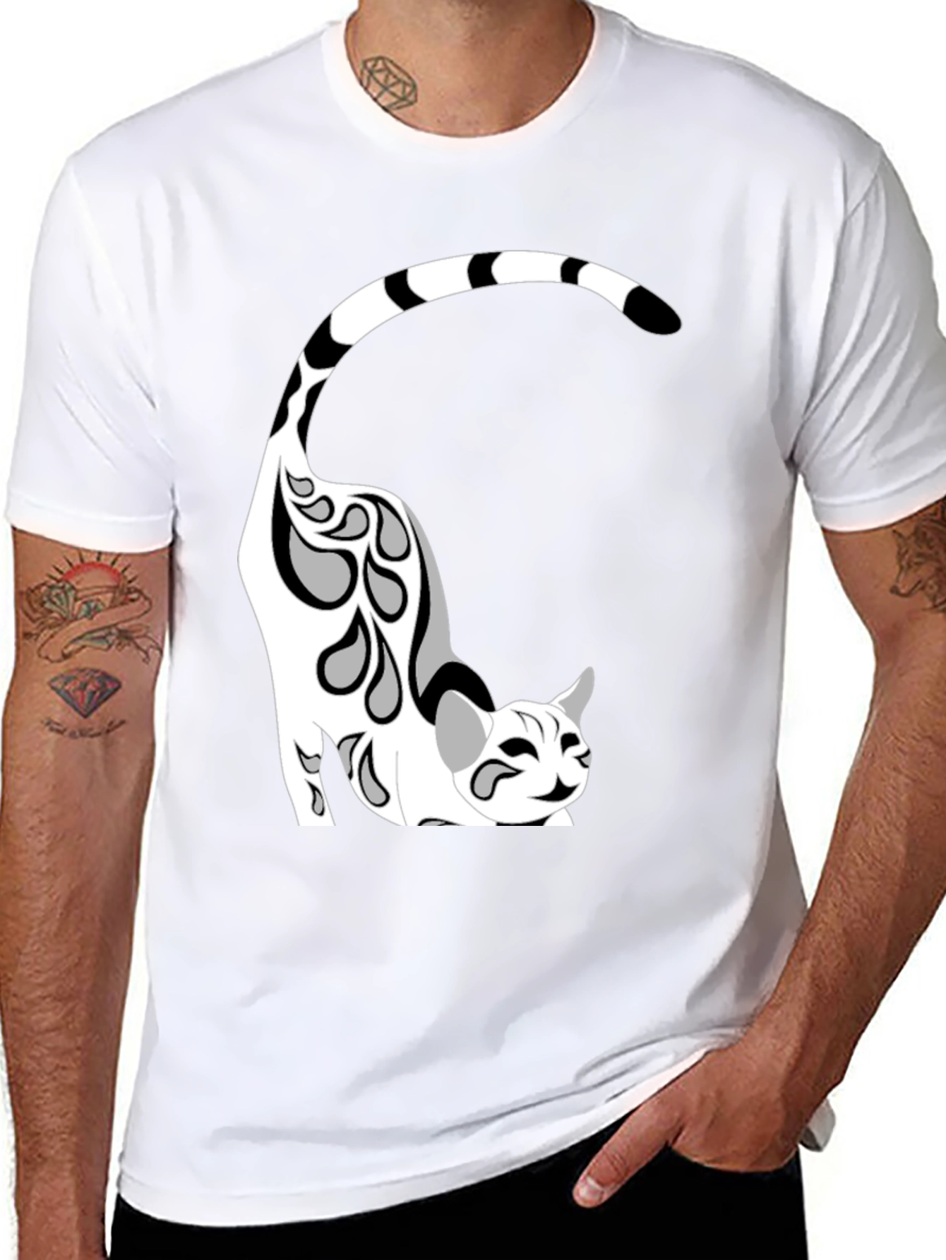 Cool Cat Graphic Tee - Black Cotton Blend