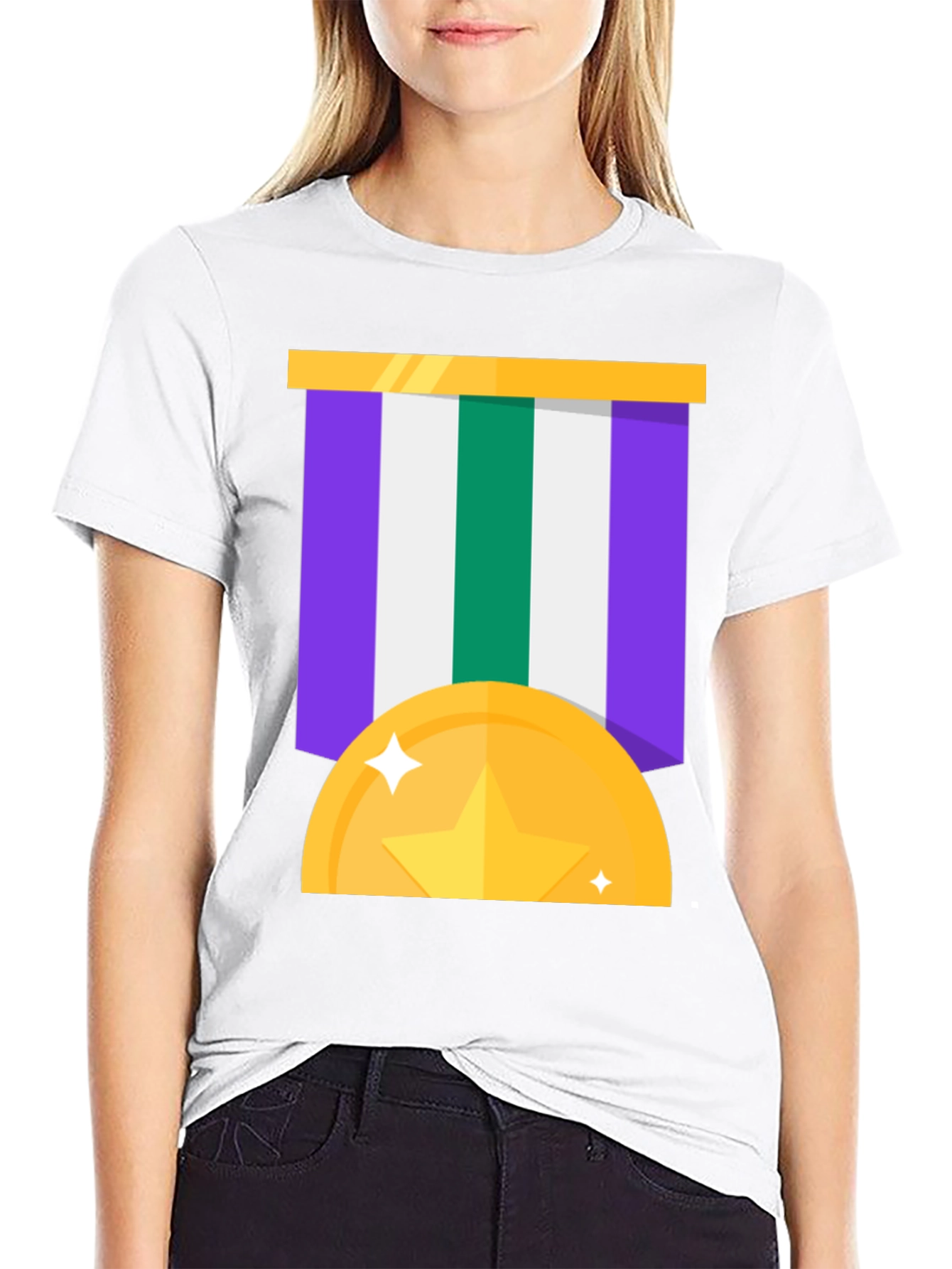 Award Medal Graphic Tee - Black Cotton Blend