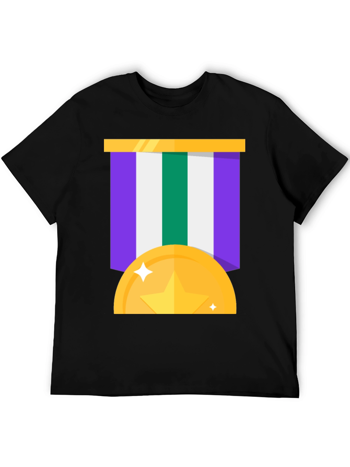 Award Medal Graphic Tee - Black Cotton Blend