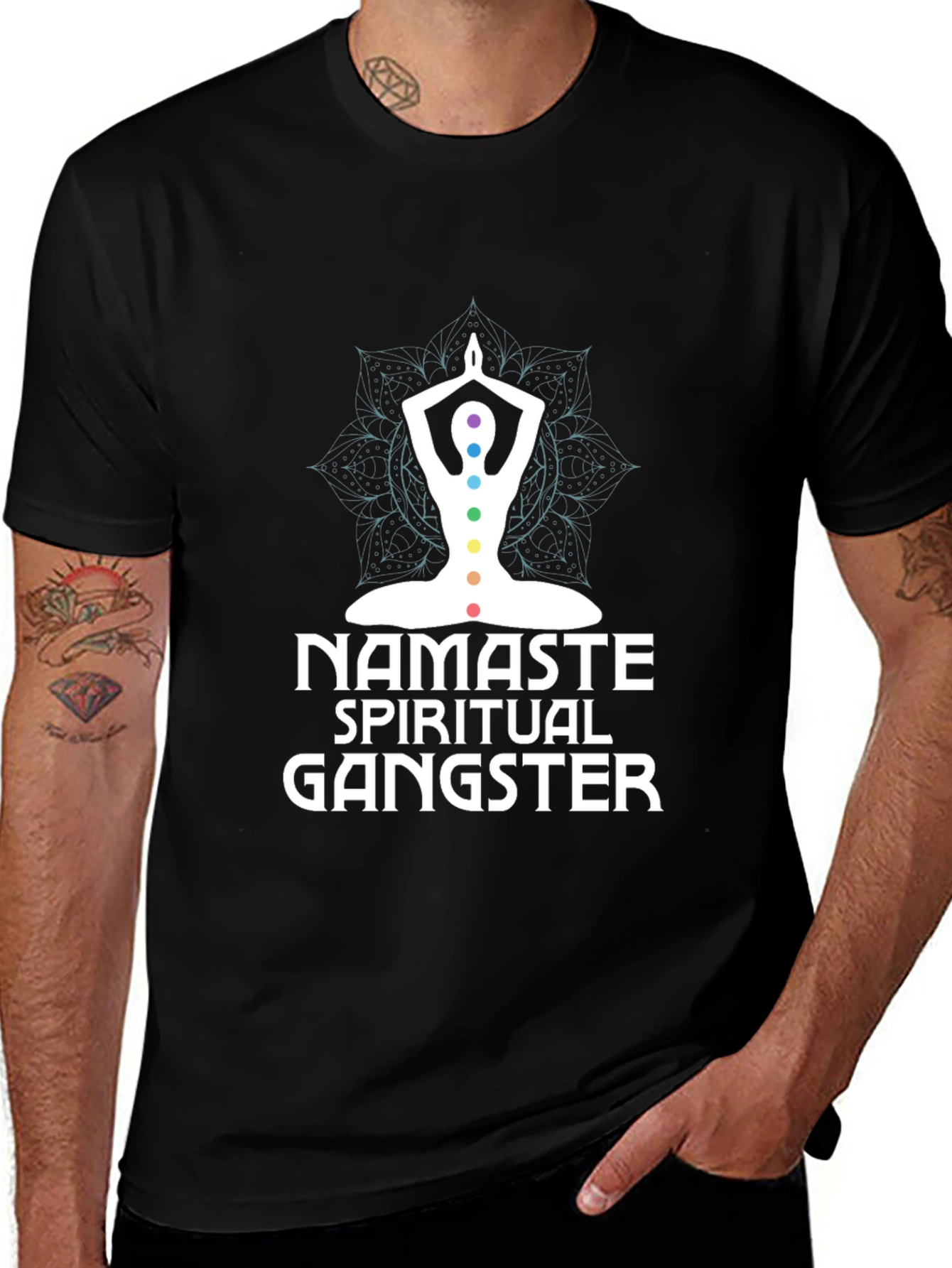 Namaste Spiritual Gangster Black Graphic Tee