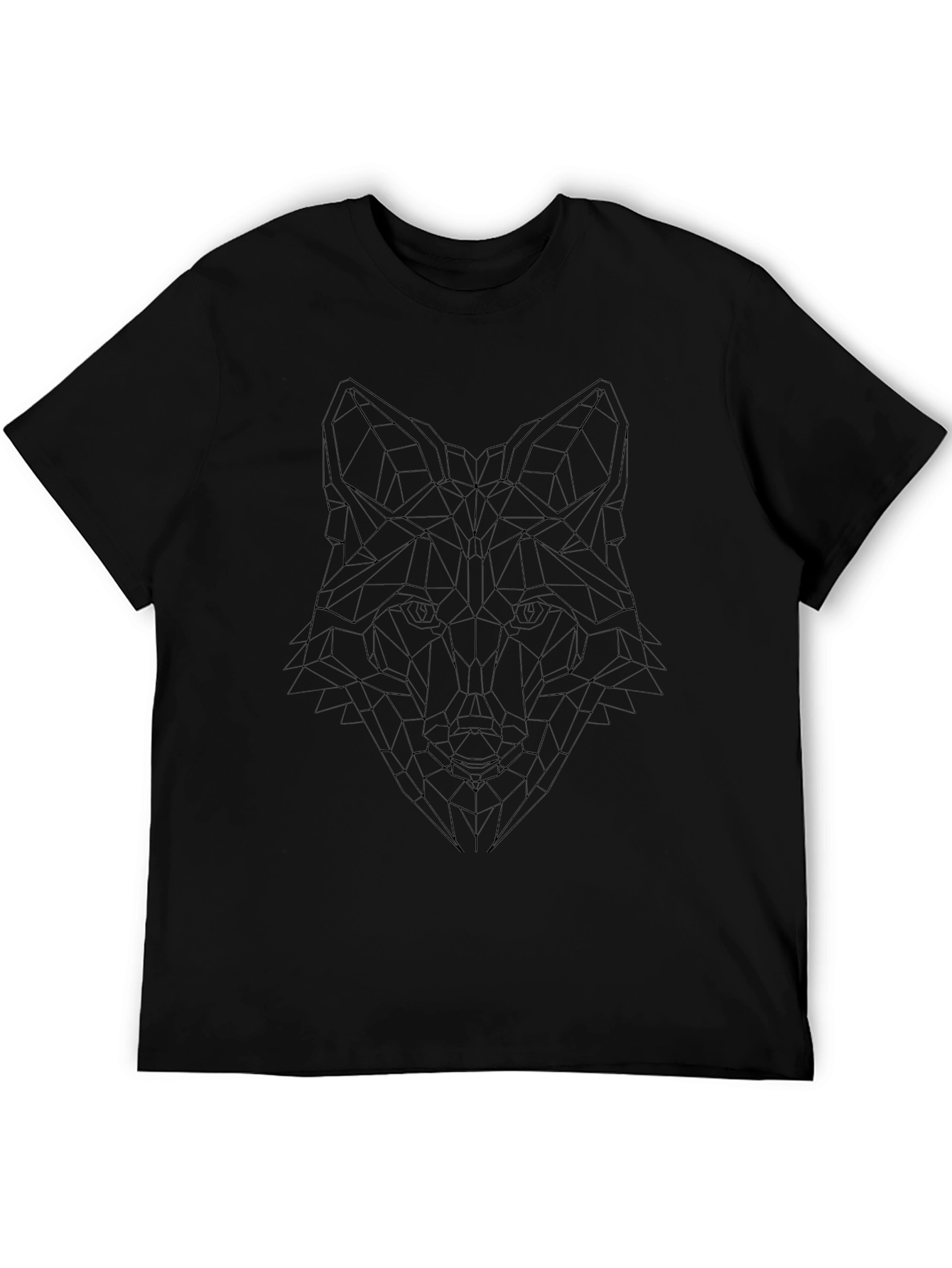 Geometric Wolf Tee - Stylish Mens Black Graphic T-Shirt