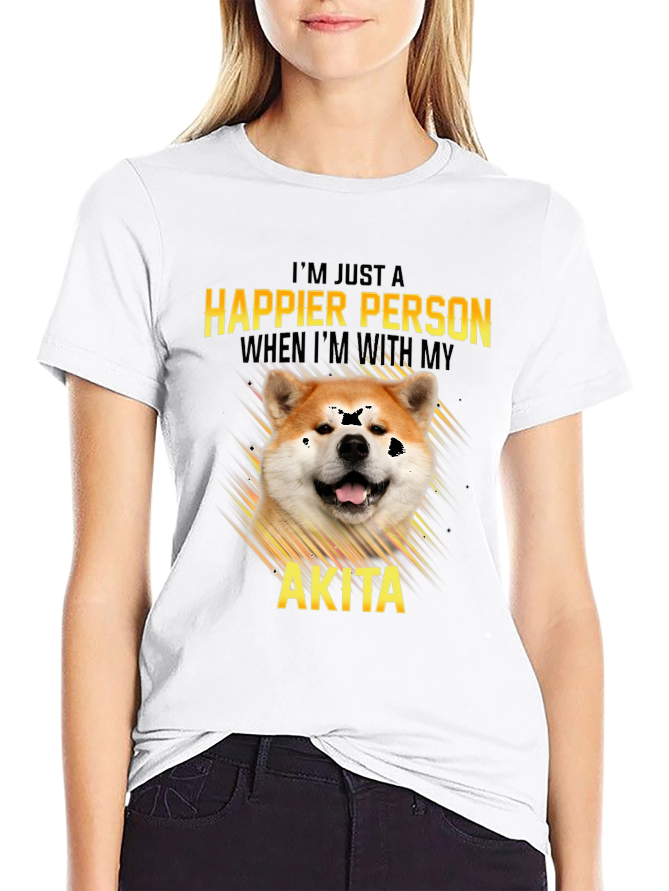 Akita Dog Lover T-Shirt: Happier Person Tee