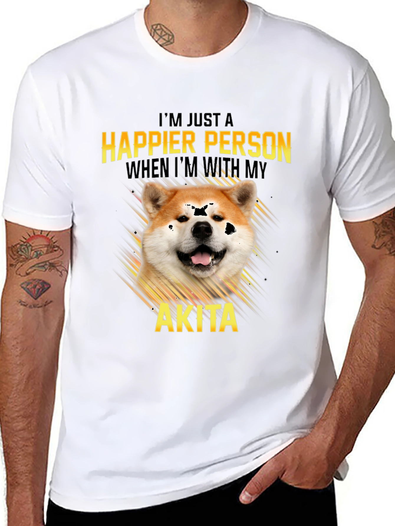 Akita Dog Lover T-Shirt: Happier Person Tee