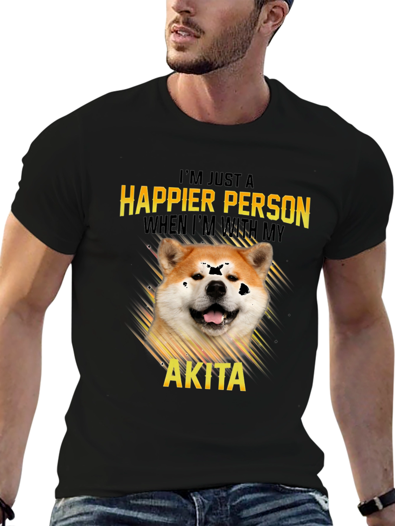 Akita Dog Lover T-Shirt: Happier Person Tee