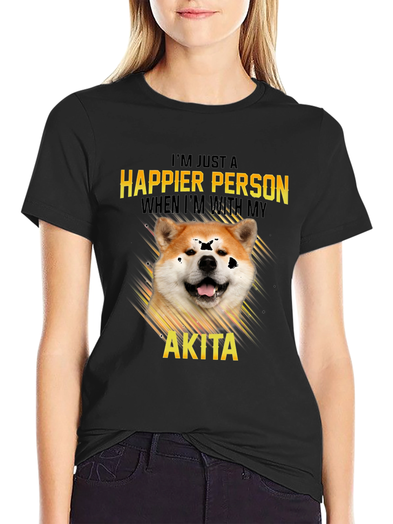 Akita Dog Lover T-Shirt: Happier Person Tee