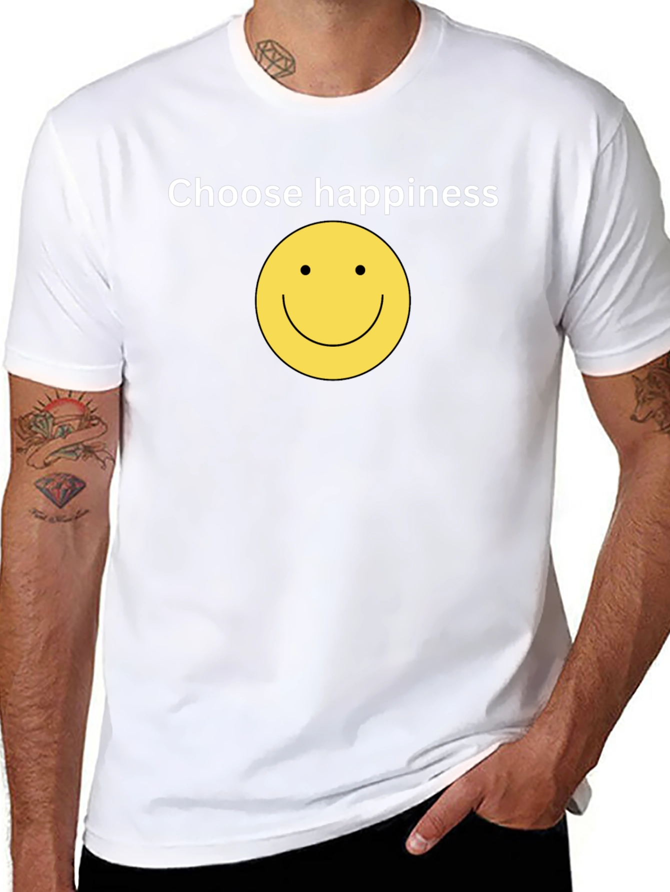 Choose Happiness Black T-Shirt - Smiley Face Design
