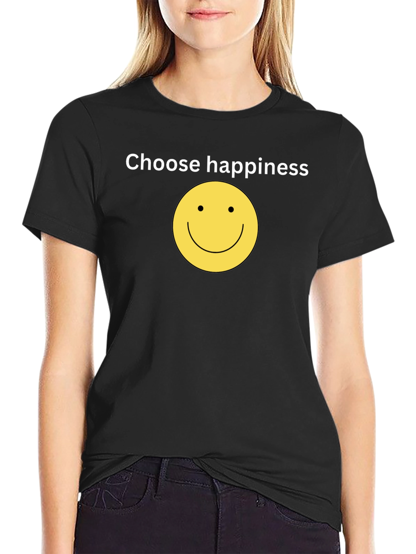 Choose Happiness Black T-Shirt - Smiley Face Design