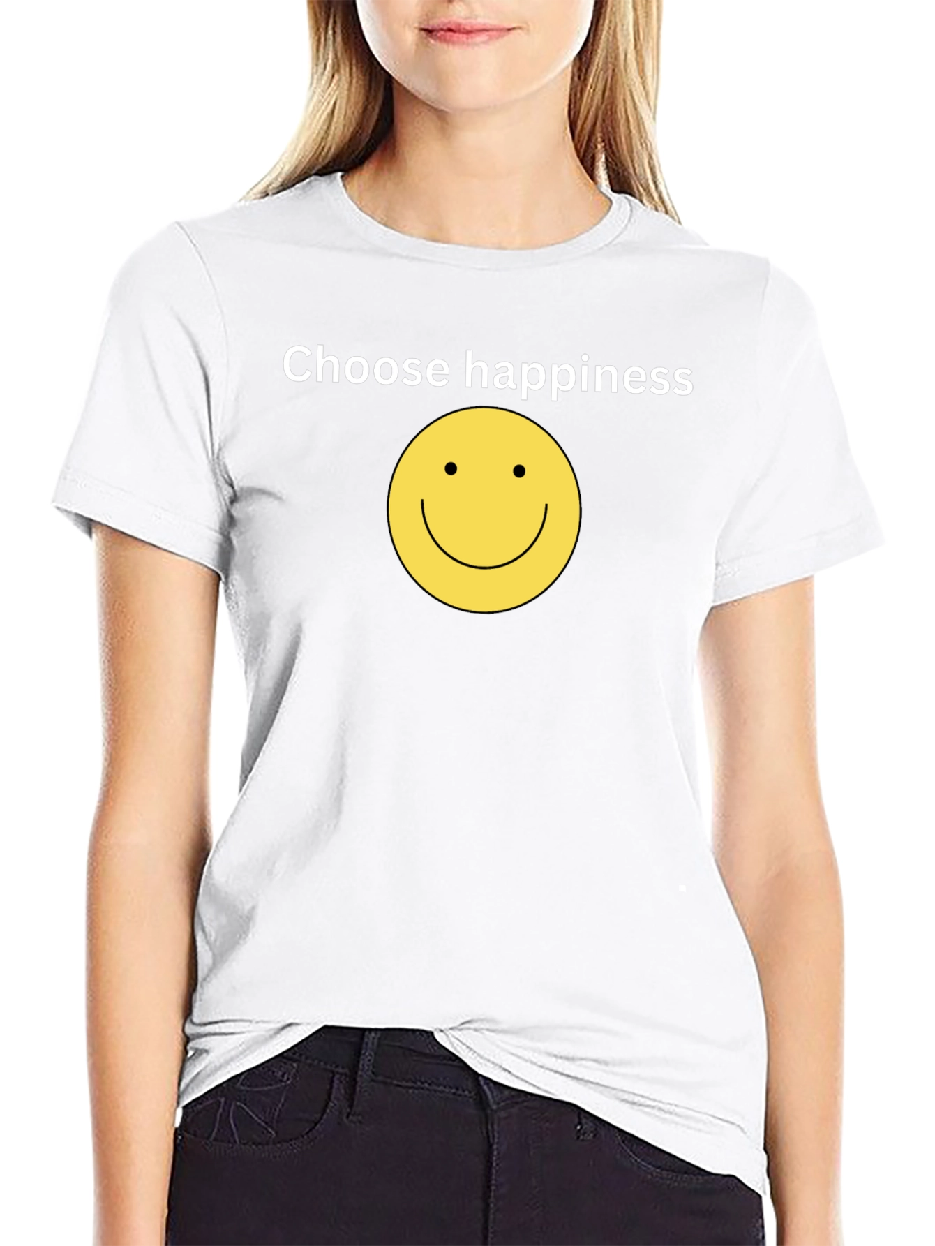 Choose Happiness Black T-Shirt - Smiley Face Design