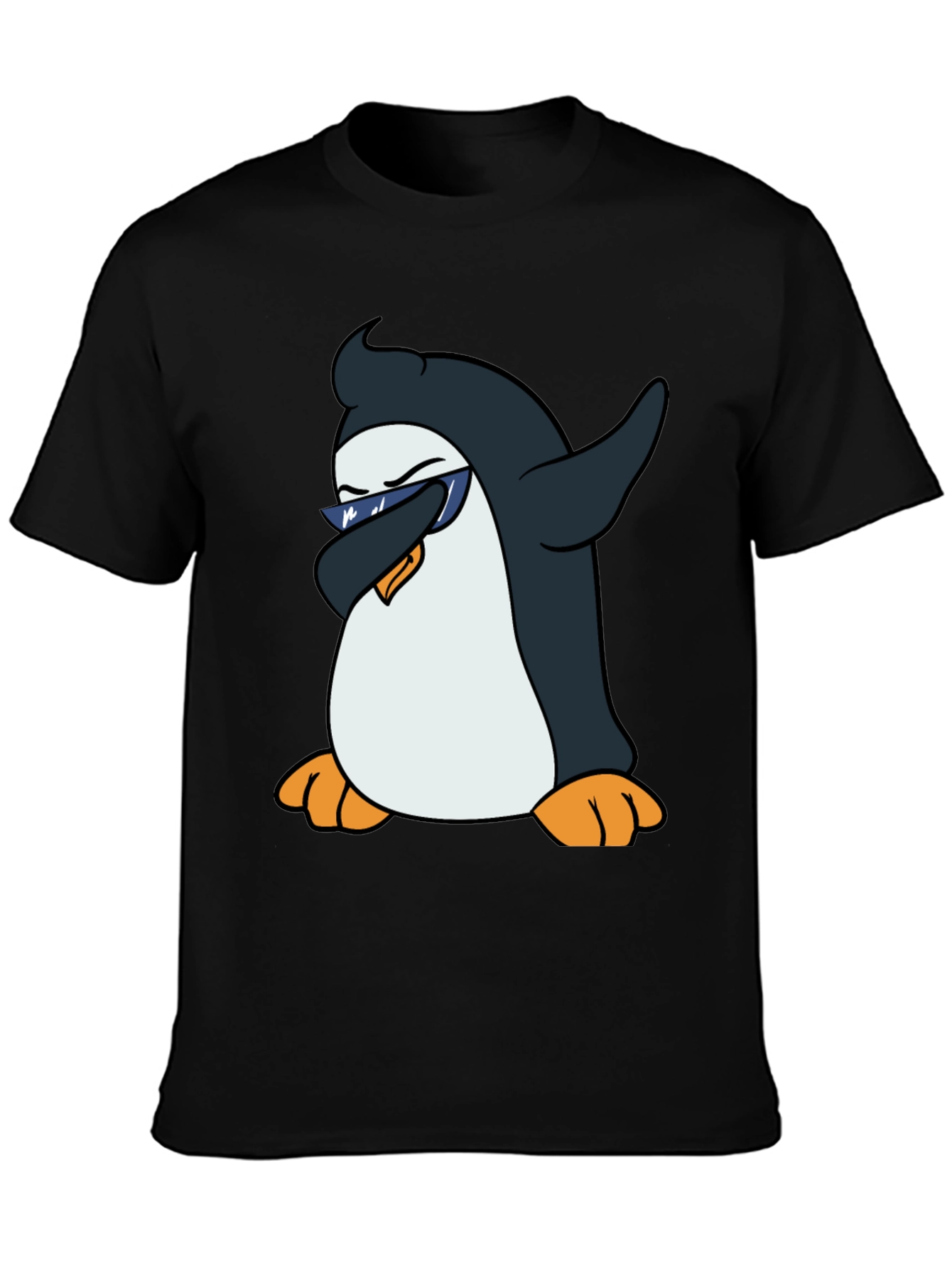 Dabbing Penguin Graphic Tee - Cool Black T-Shirt