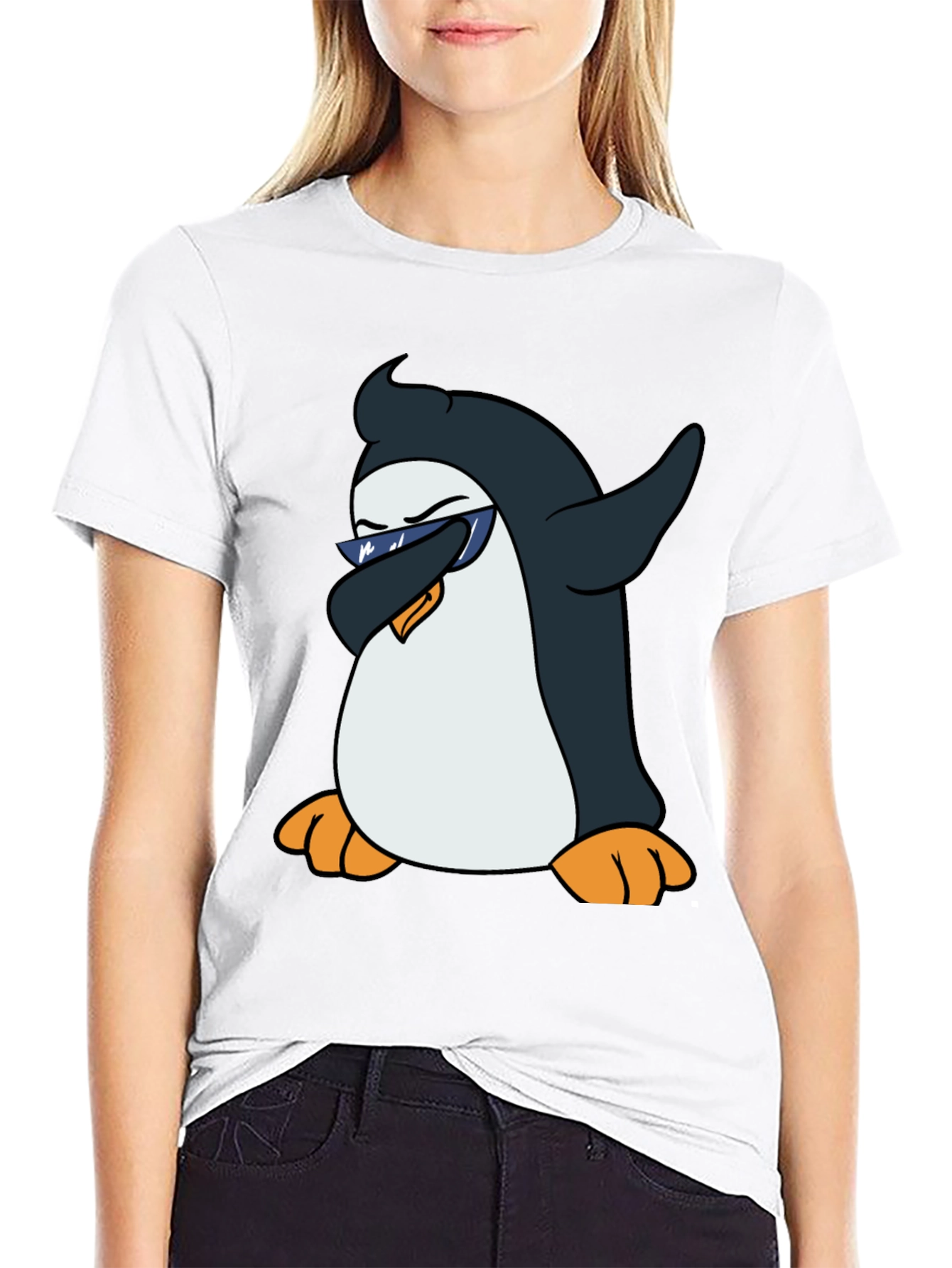 Dabbing Penguin Graphic Tee - Cool Black T-Shirt