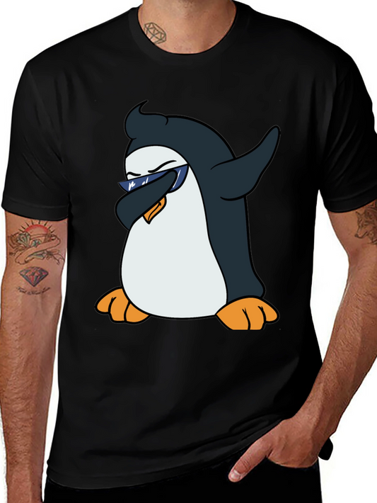 Dabbing Penguin Graphic Tee - Cool Black T-Shirt