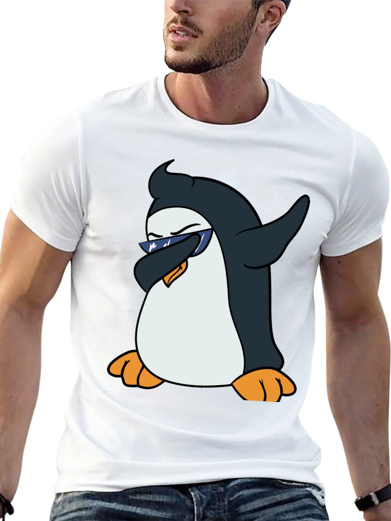 Dabbing Penguin Graphic Tee - Cool Black T-Shirt