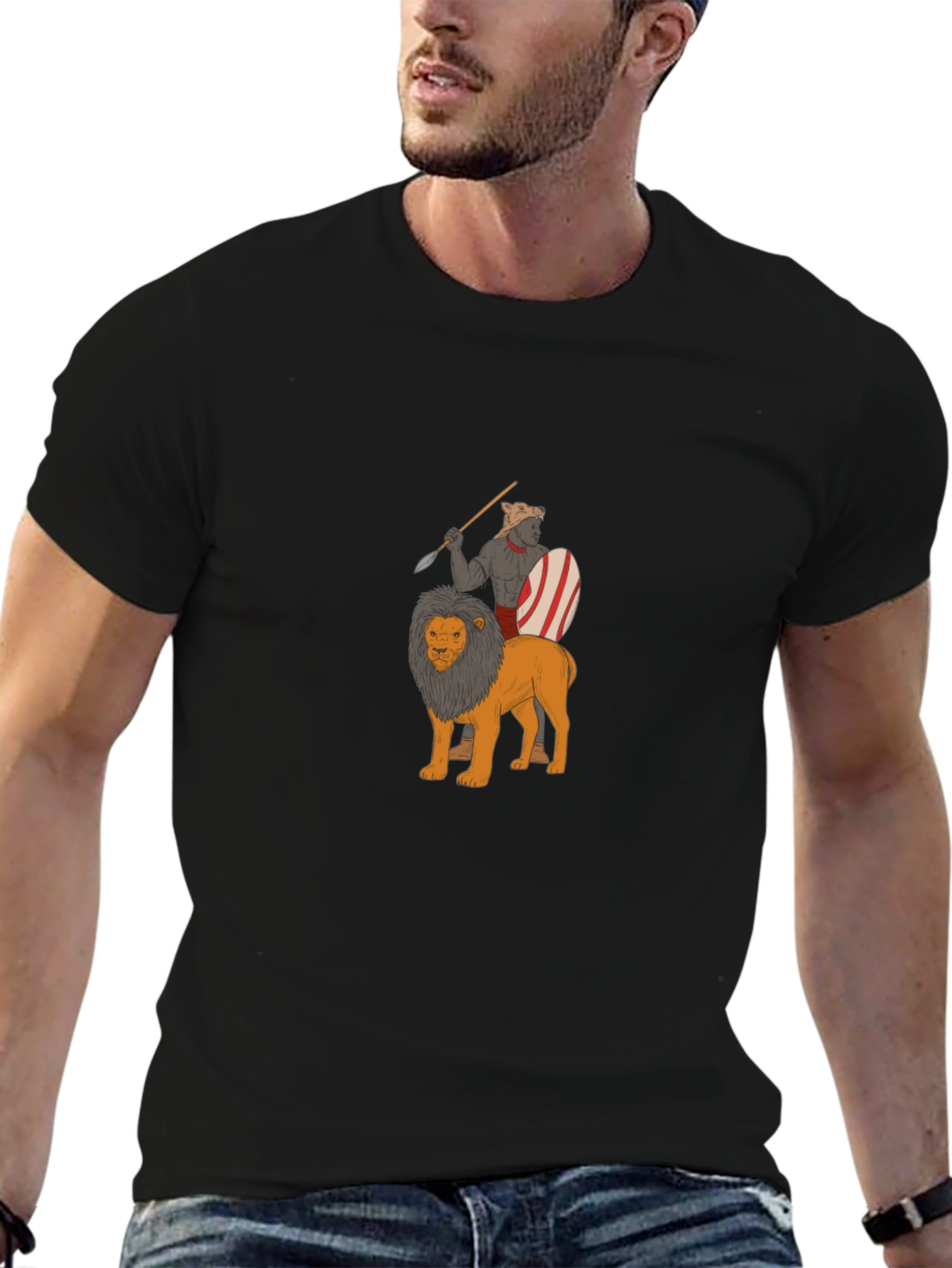 Warrior Riding Lion Graphic Tee