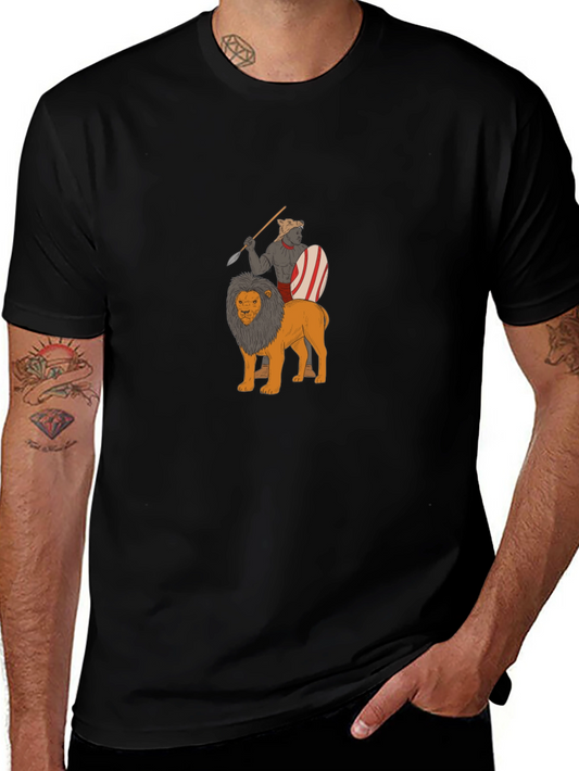 Warrior Riding Lion Graphic Tee