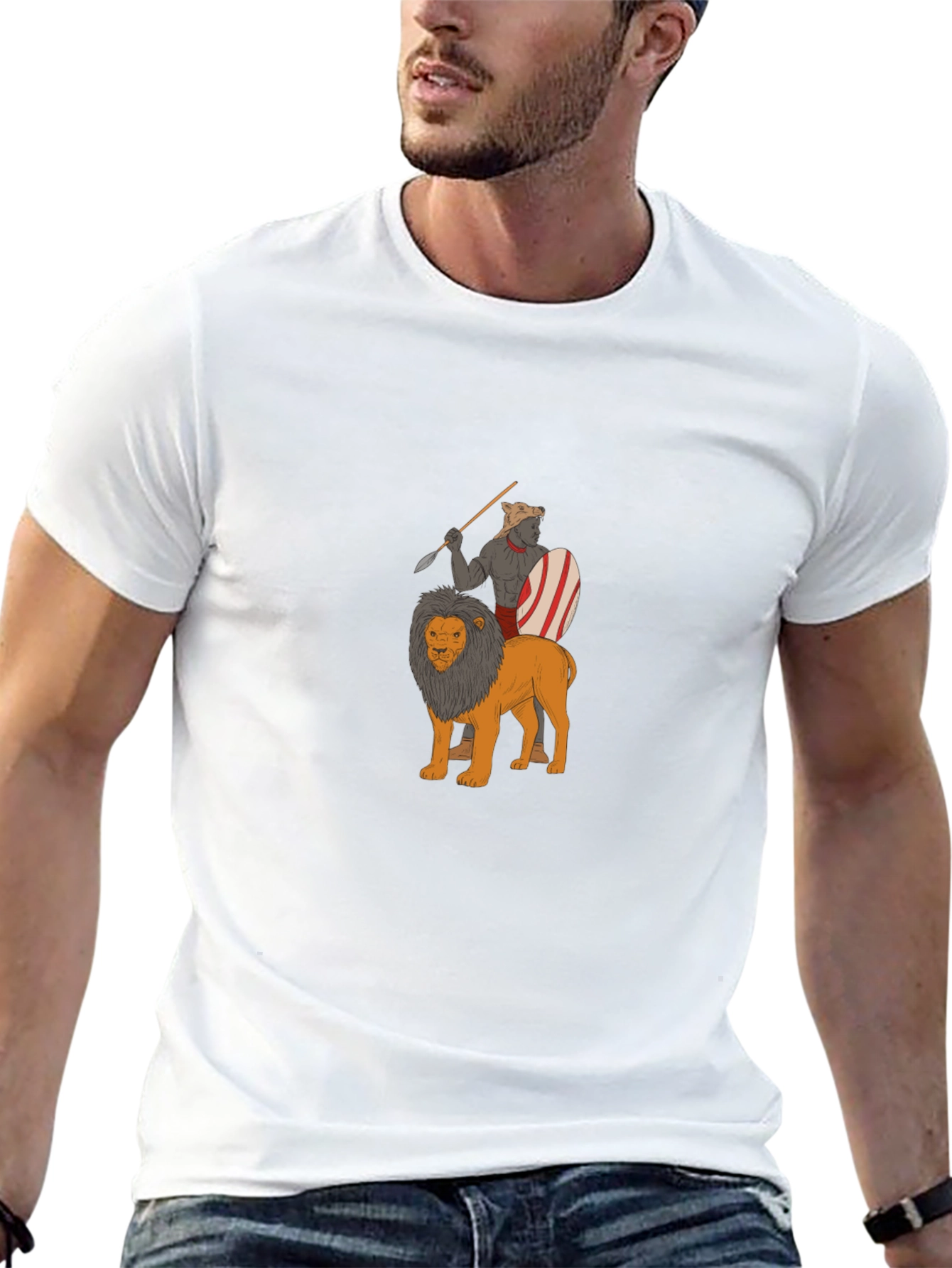 Warrior Riding Lion Graphic Tee