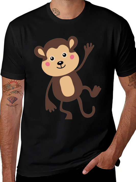 Cute Monkey Graphic T-Shirt - Black Cotton Tee