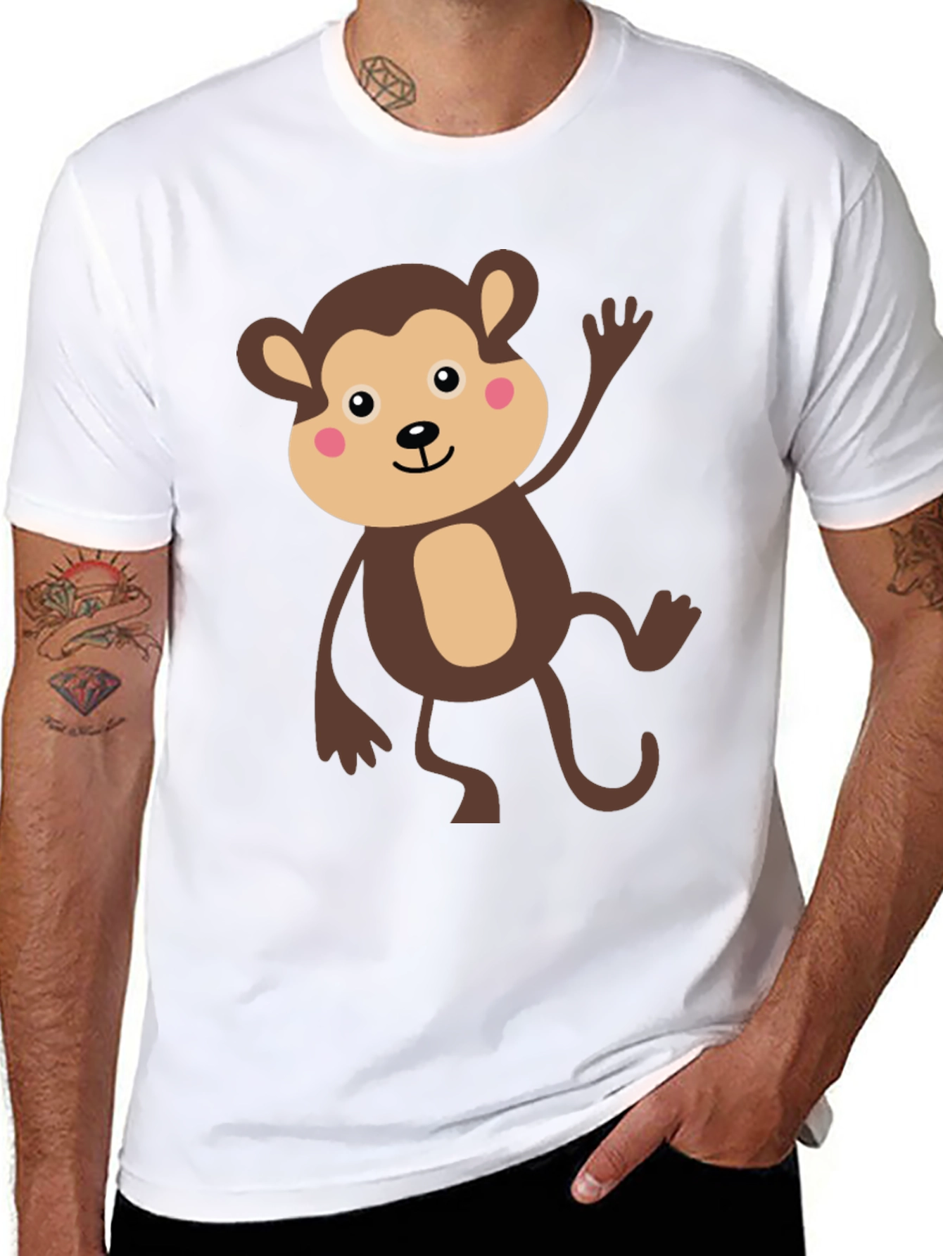 Cute Monkey Graphic T-Shirt - Black Cotton Tee