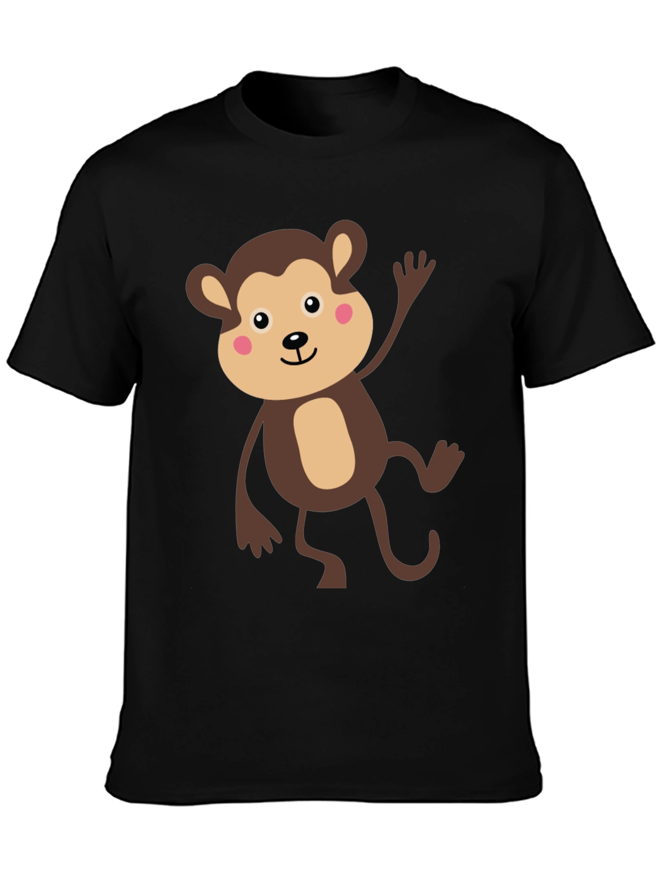 Cute Monkey Graphic T-Shirt - Black Cotton Tee