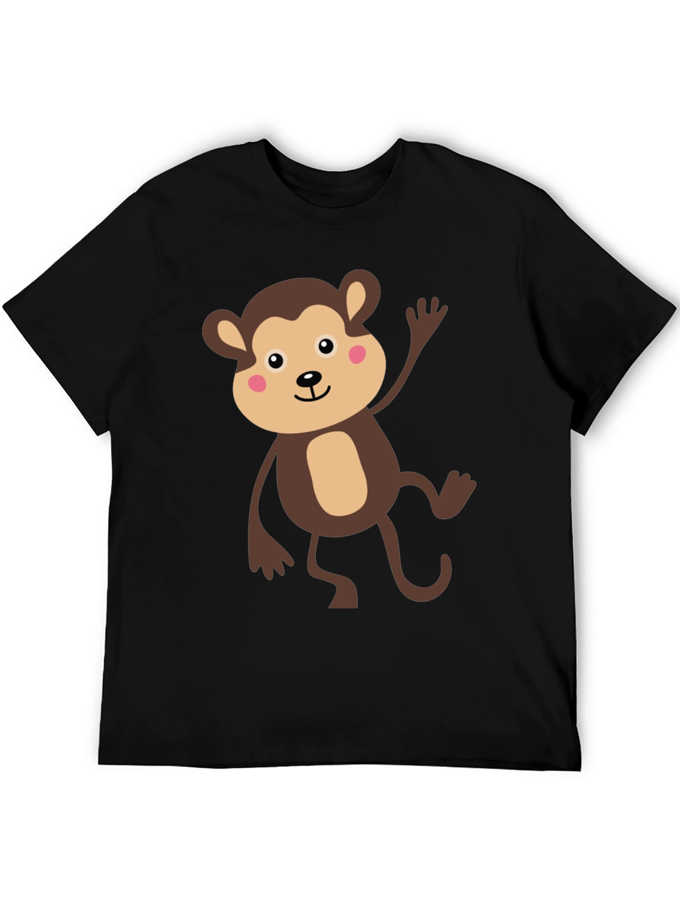 Cute Monkey Graphic T-Shirt - Black Cotton Tee