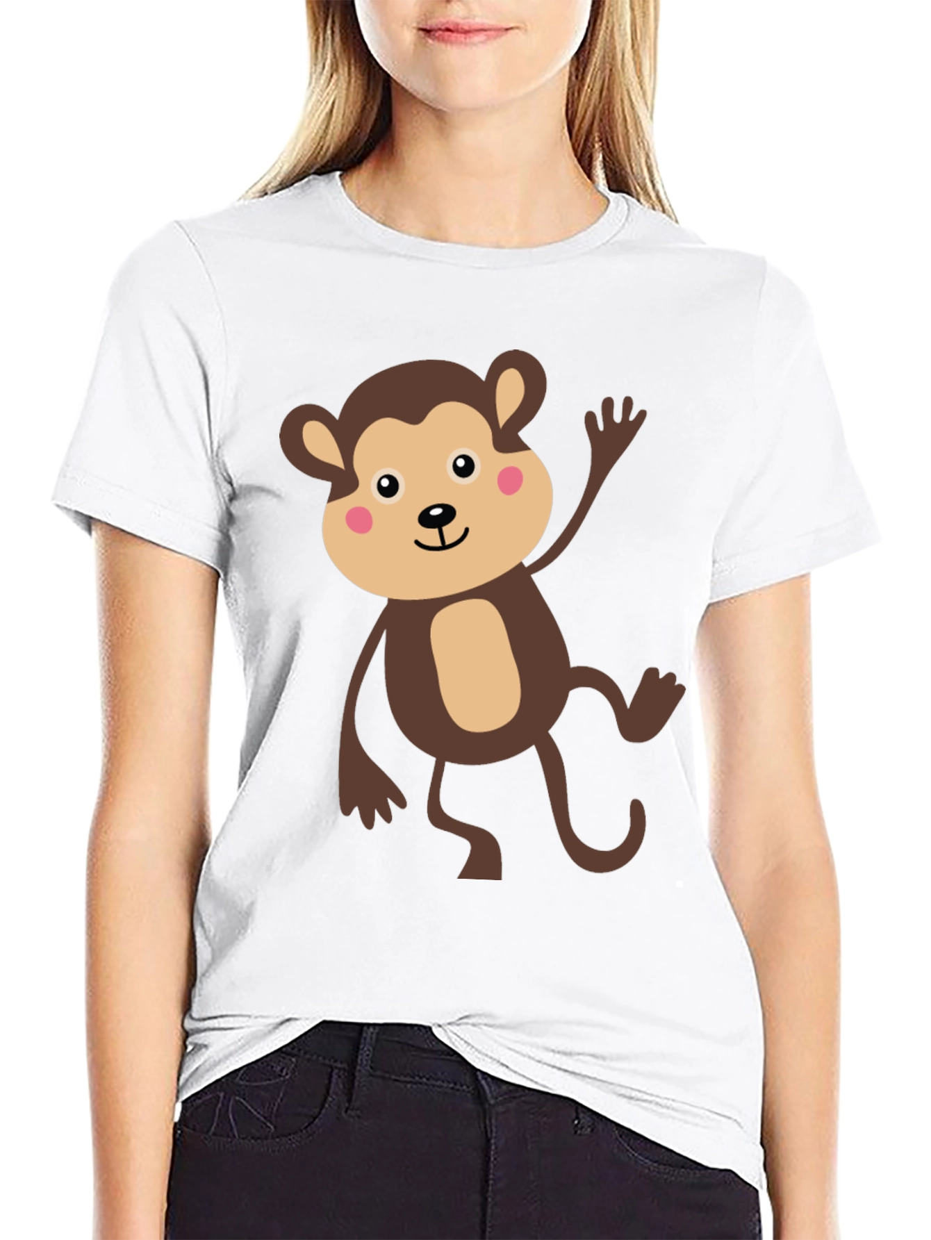 Cute Monkey Graphic T-Shirt - Black Cotton Tee