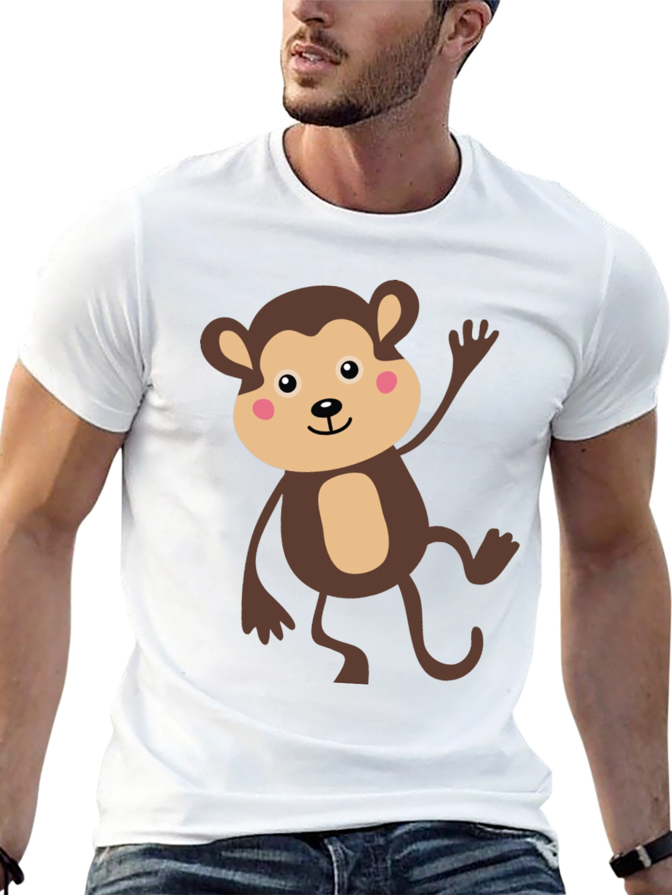 Cute Monkey Graphic T-Shirt - Black Cotton Tee