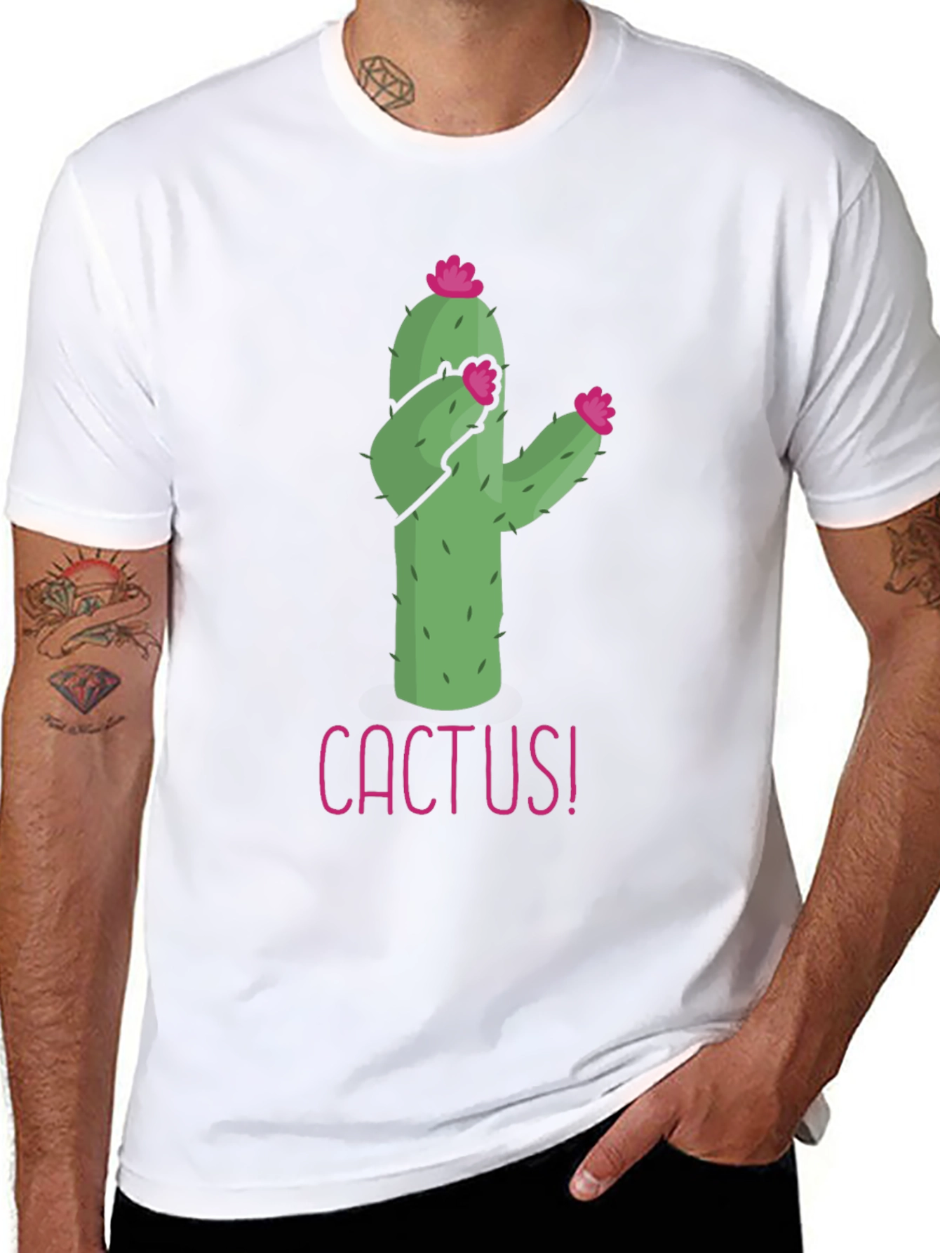 Funny Cactus Graphic Tee - Black T-Shirt