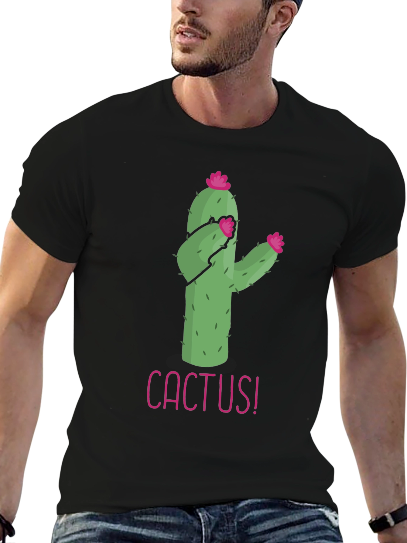 Funny Cactus Graphic Tee - Black T-Shirt