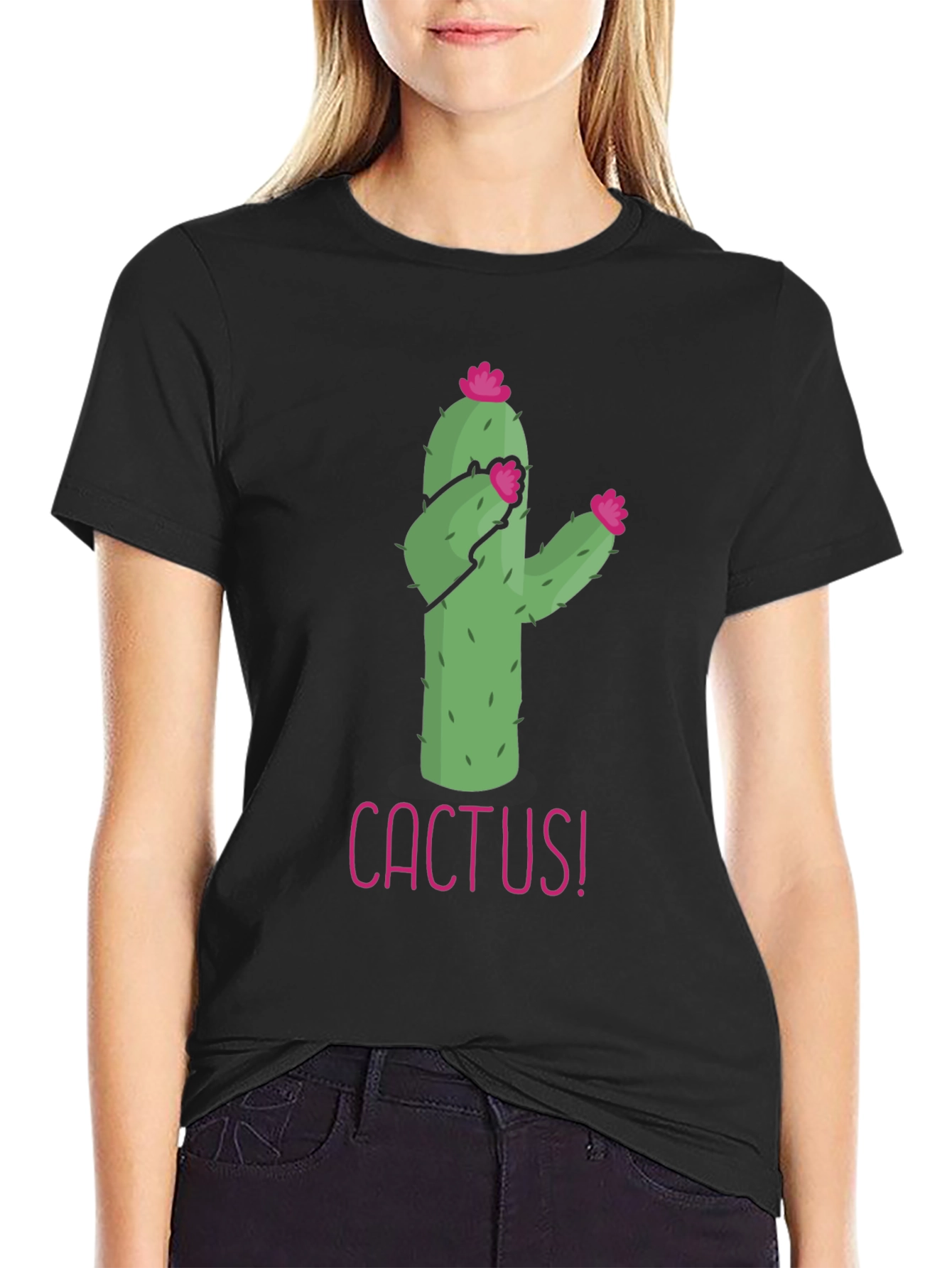 Funny Cactus Graphic Tee - Black T-Shirt