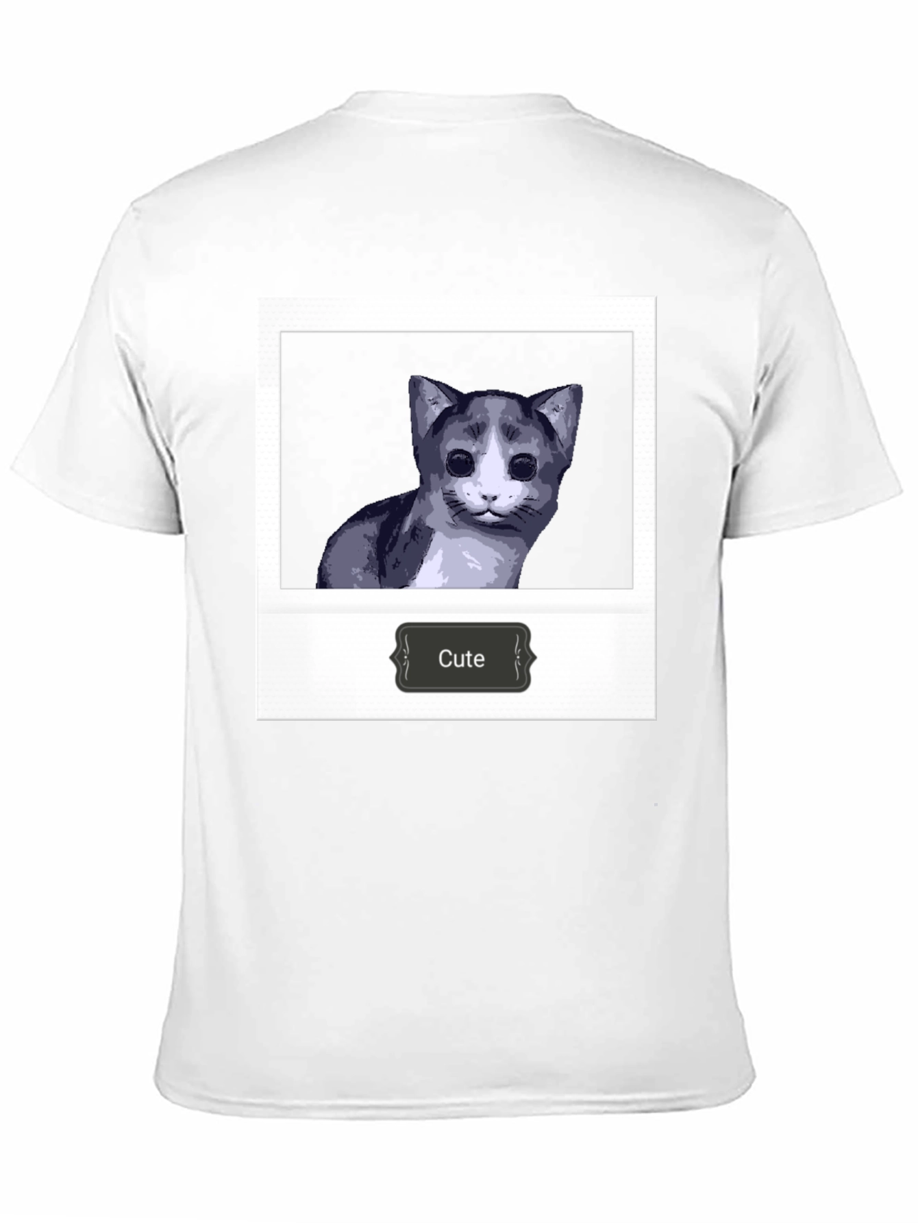 Cute Cat Polaroid T-Shirt - Black