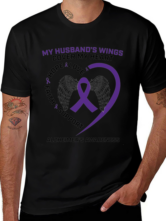 Alzheimers Awareness Husband Wings T-Shirt