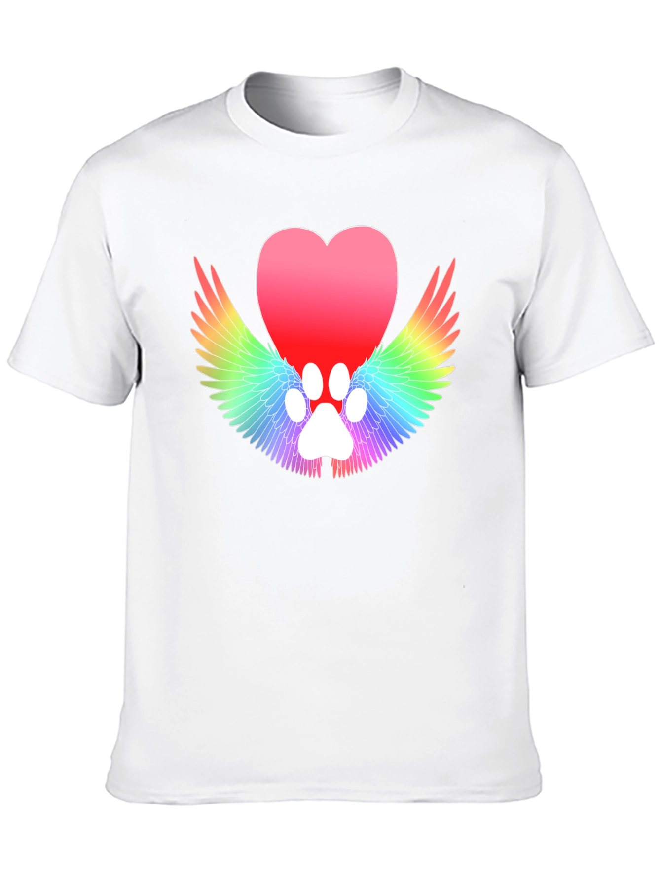 Heart Paw Print Wings Black T-Shirt