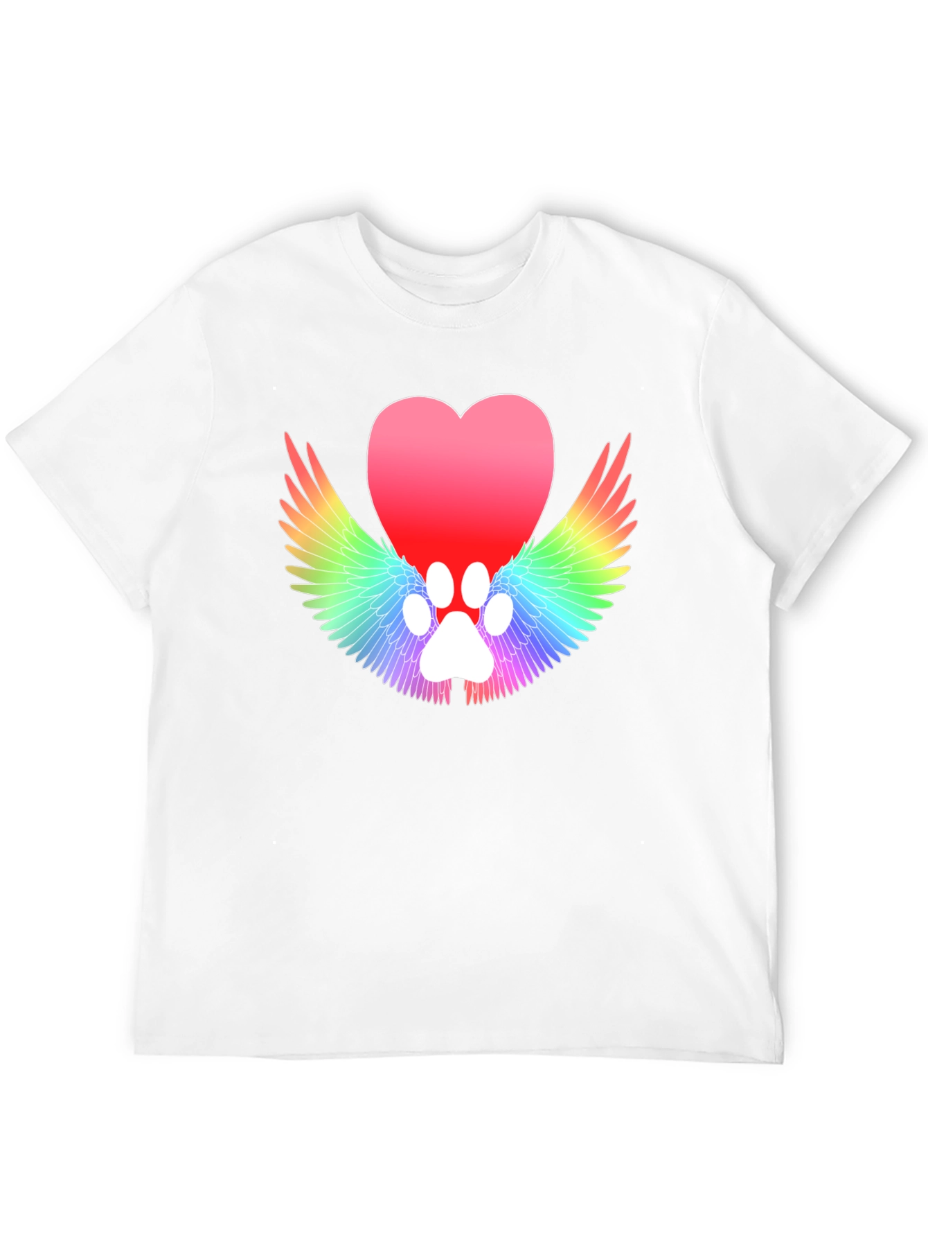 Heart Paw Print Wings Black T-Shirt