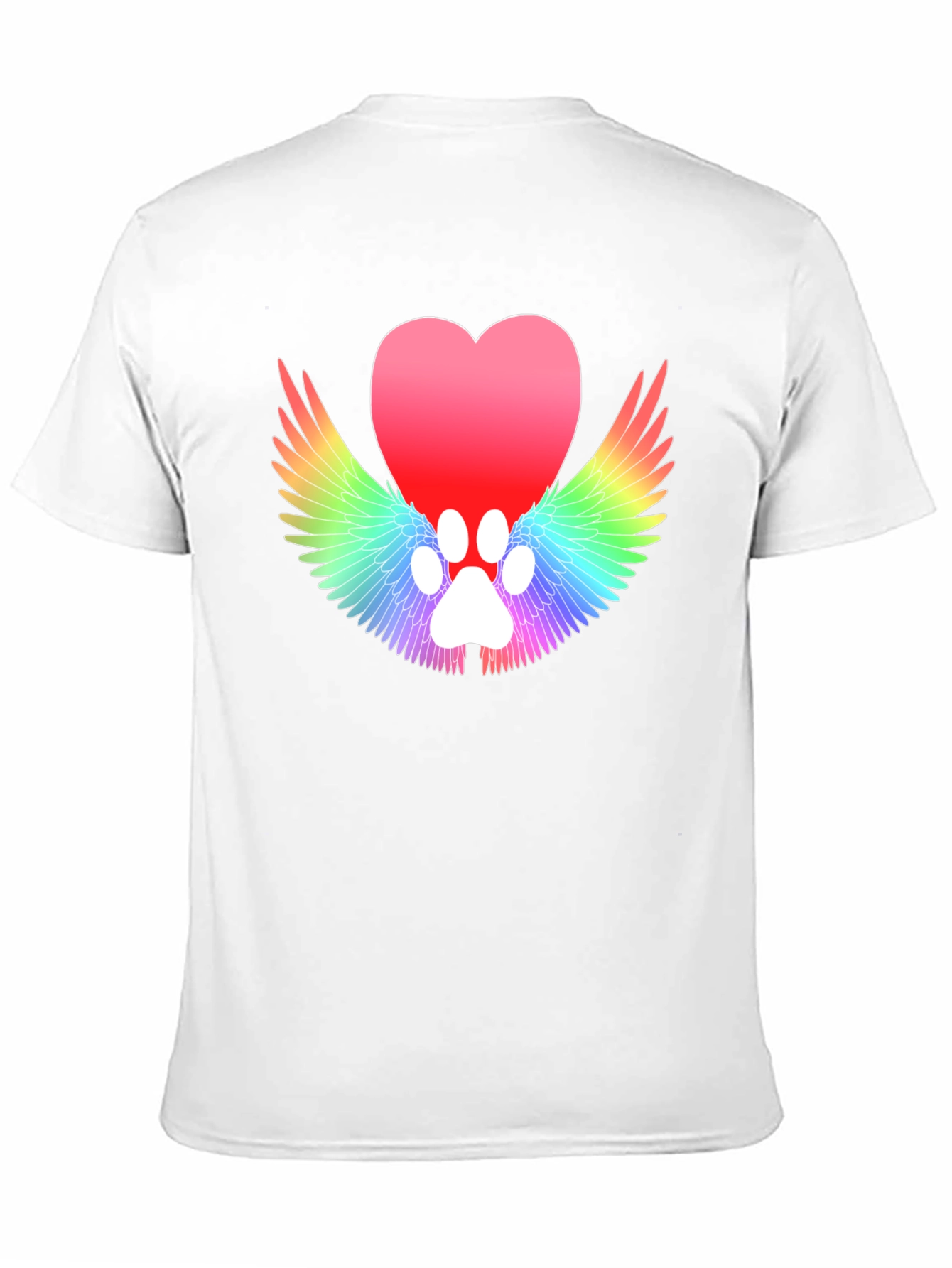 Heart Paw Print Wings Black T-Shirt