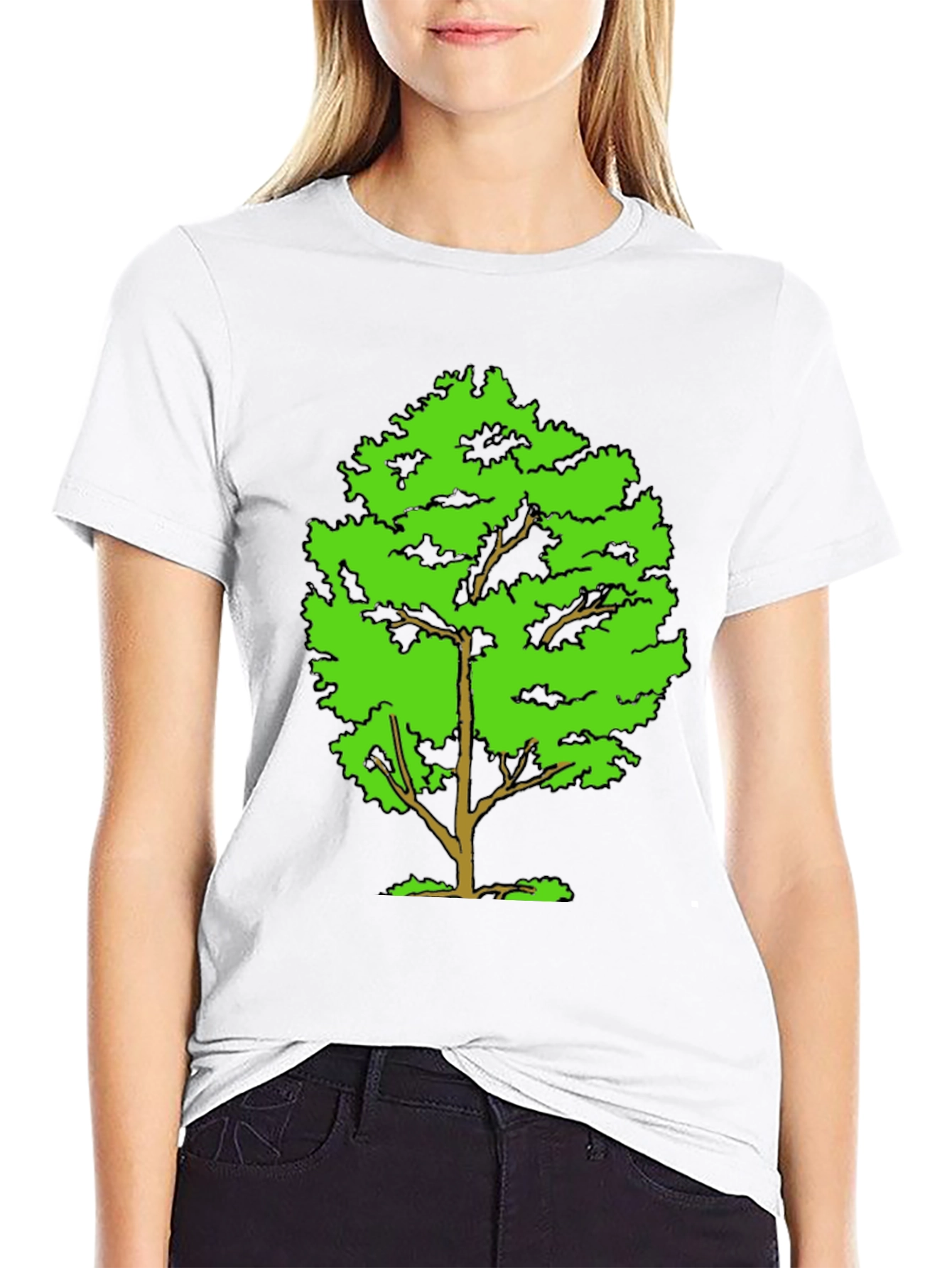 Green Tree Graphic Black T-Shirt