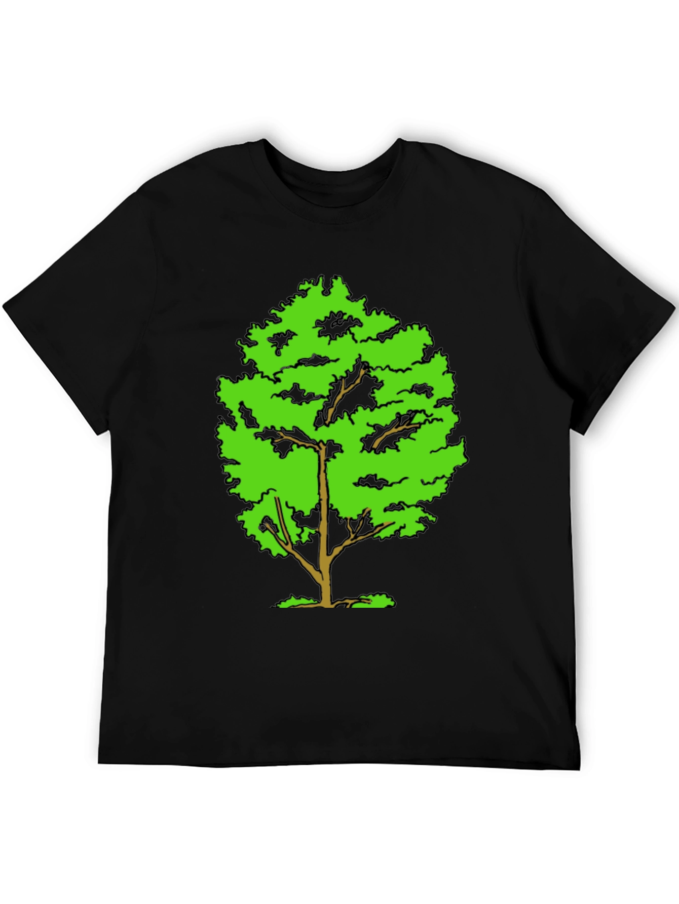 Green Tree Graphic Black T-Shirt