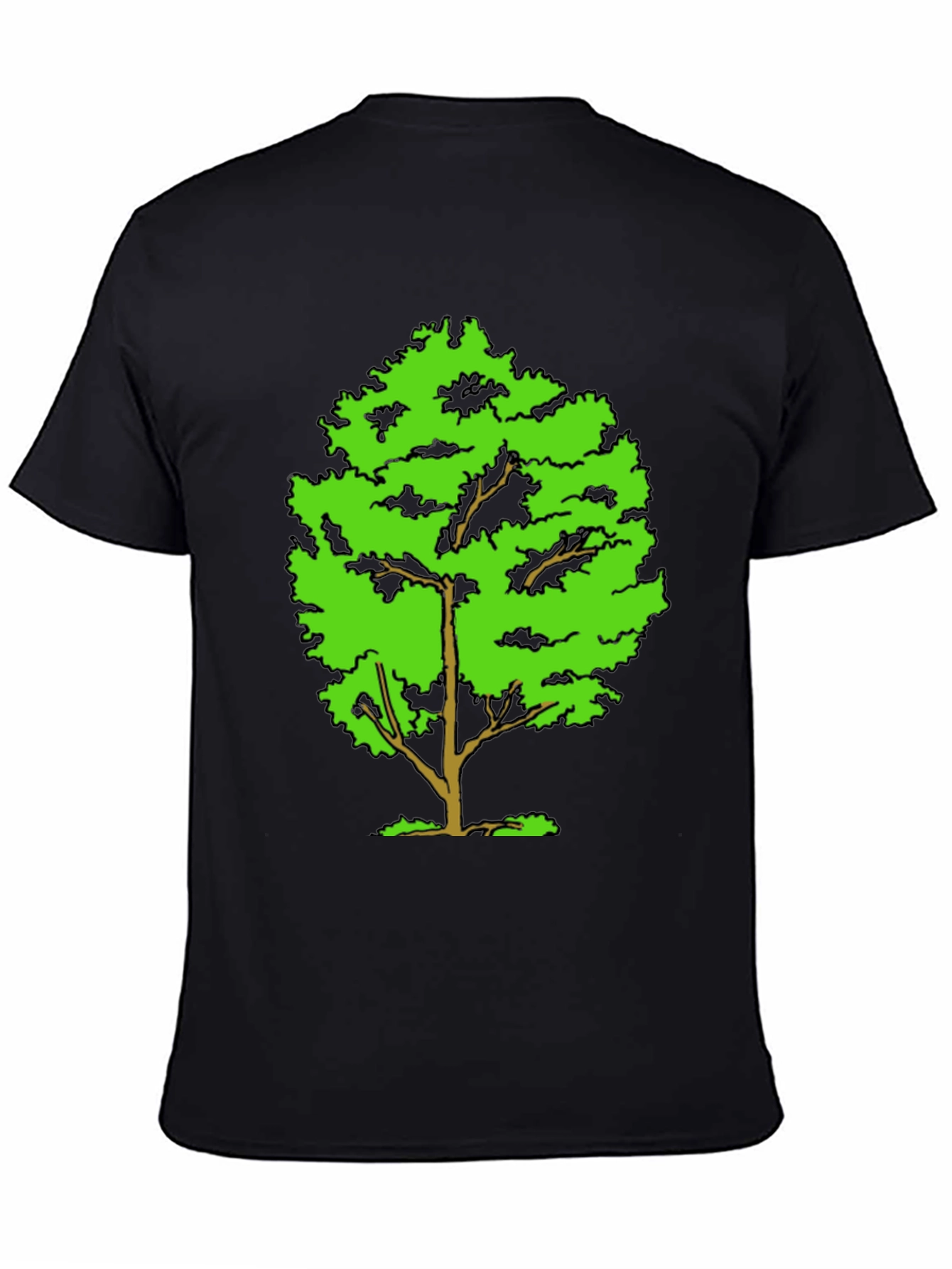 Green Tree Graphic Black T-Shirt