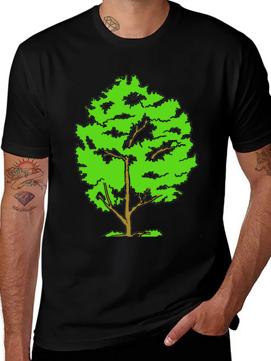 Green Tree Graphic Black T-Shirt