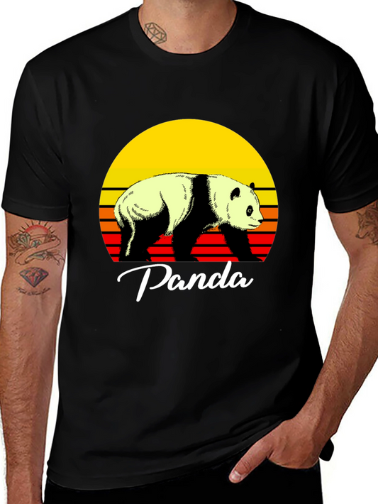 Retro Panda Graphic Tee - Sunset Design
