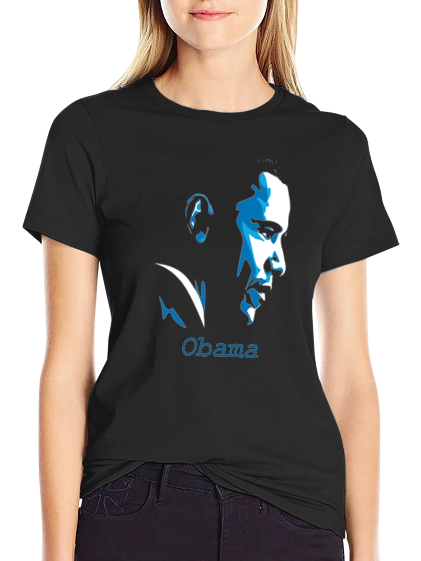 Obama Portrait Graphic Tee - Cool Black T-Shirt
