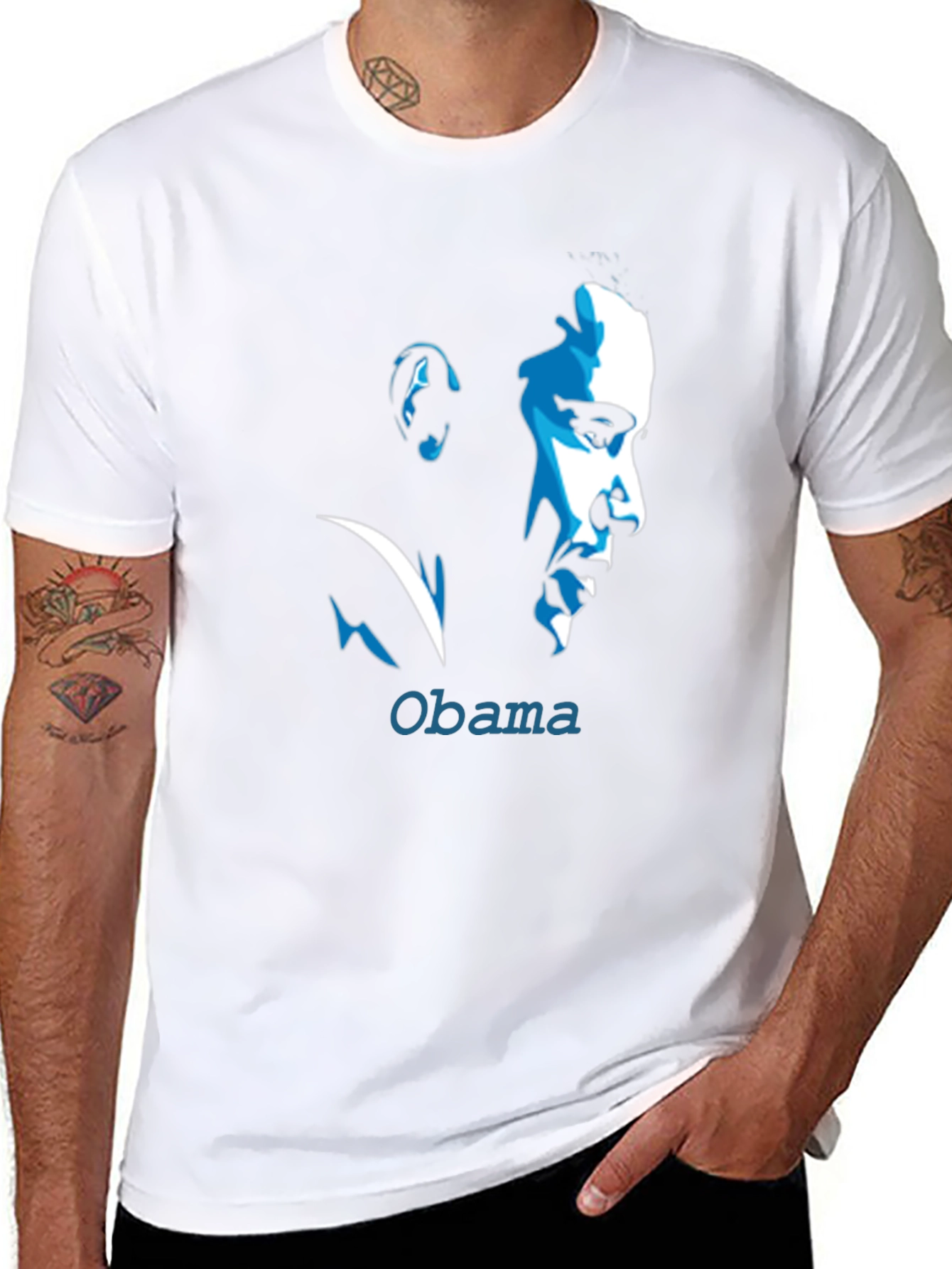 Obama Portrait Graphic Tee - Cool Black T-Shirt