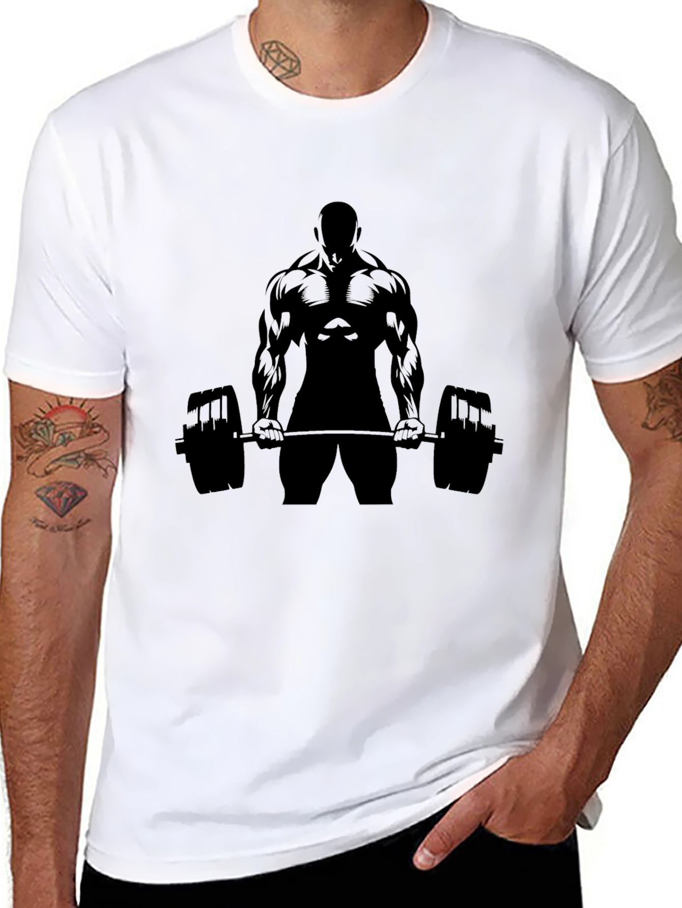 Muscle Man Barbell Graphic Tee - Black