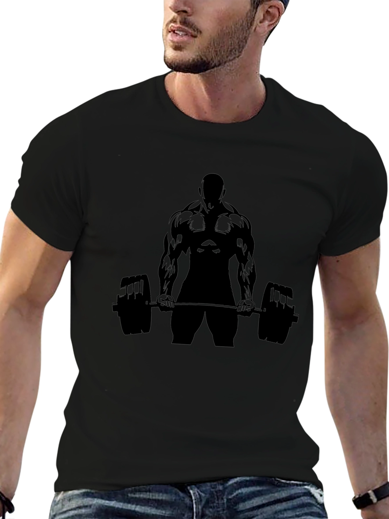 Muscle Man Barbell Graphic Tee - Black