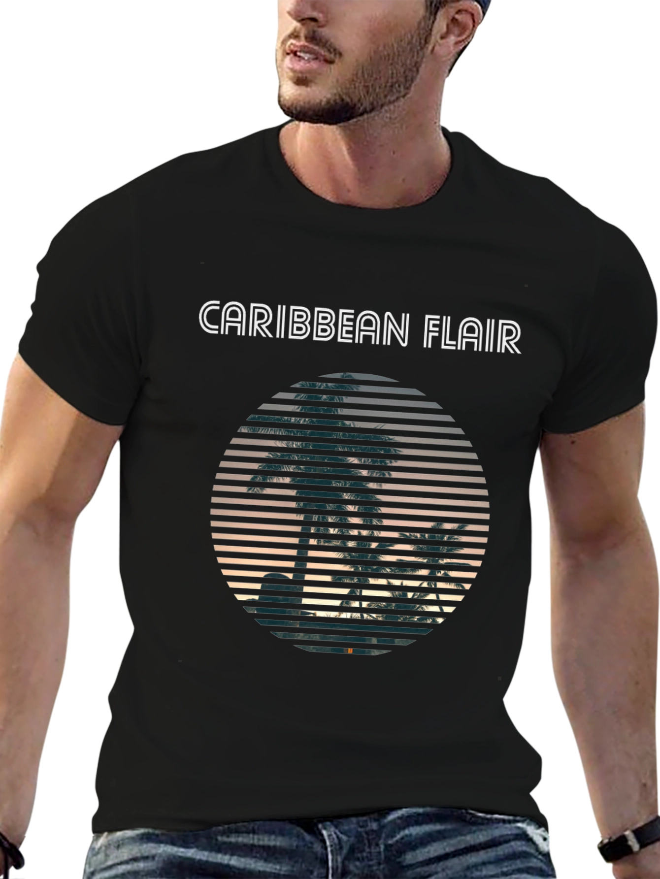 Caribbean Flair Mens Black T-Shirt