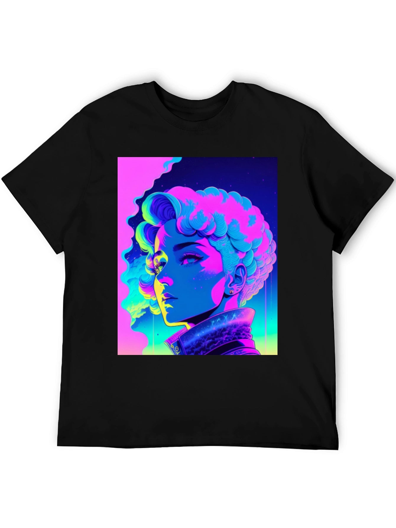Neon Portrait Graphic Tee - Retro Style