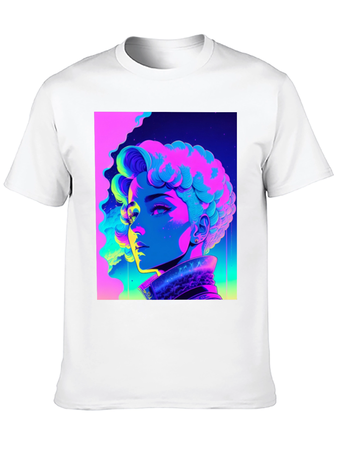 Neon Portrait Graphic Tee - Retro Style