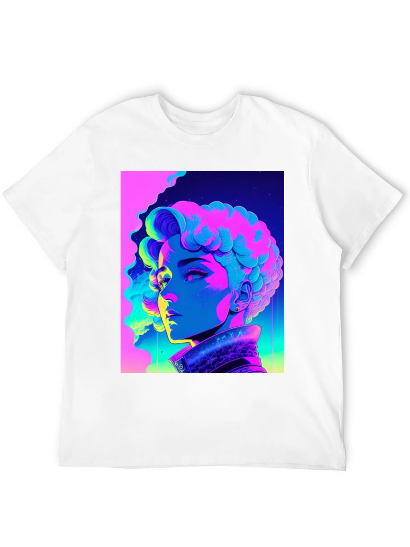 Neon Portrait Graphic Tee - Retro Style